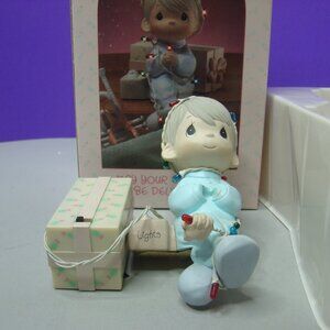 PRECIOUS MOMENTS May Your Christmas Be Delightful Boy Stocking Hanger #558125